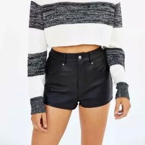 Urban Outfitters BDG Black Faux Leather High Waist Shorts Size 29